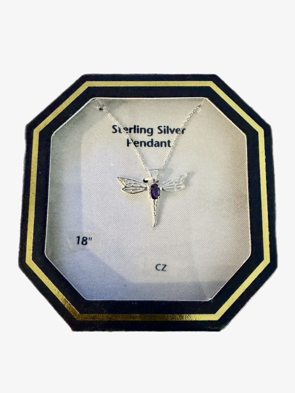 Sterling Silver 925 Dragonfly Pendant Necklace New in Box